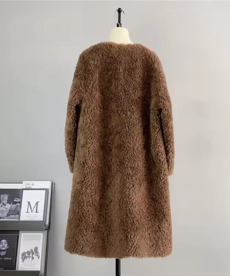 ウールラウンドネックコート　3色展開