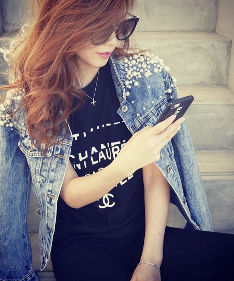 ラブティックボンボン　パールオーバーデニムジャケット 新品♡パールデニムジャケット パールオーバーデニムジャケット | La