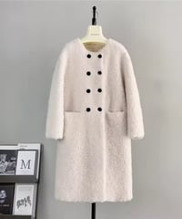 ウールラウンドネックコート　3色展開