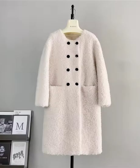 ウールラウンドネックコート　3色展開