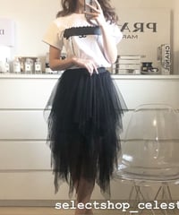 チュールアシンメトリースカート 2色展開