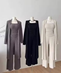 カーディガン付き3点セットアップ　3色展開