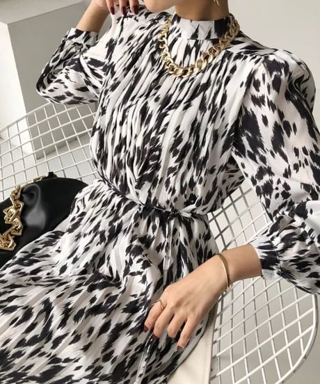 Oネックシャーリングワンピース　3色展開