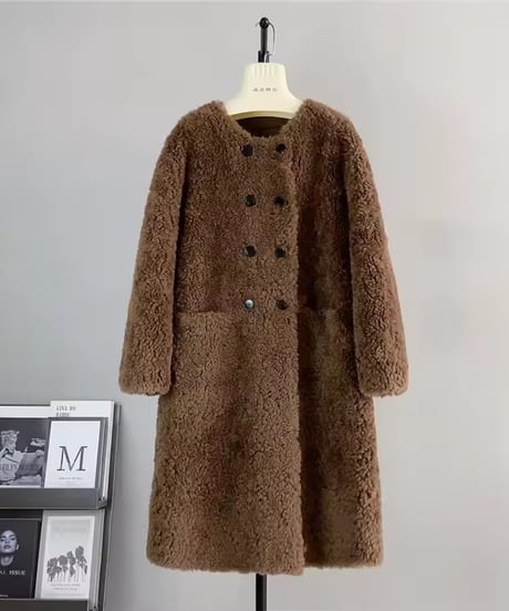 ウールラウンドネックコート　3色展開