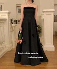 即納♡ブラックリボンロングドレス