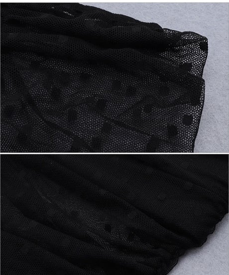 オフショルドットメッシュワンピース