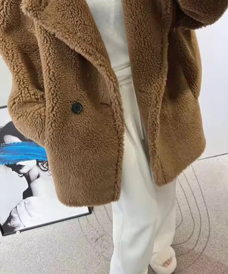 フード付きテディベアショートコート　3色展開