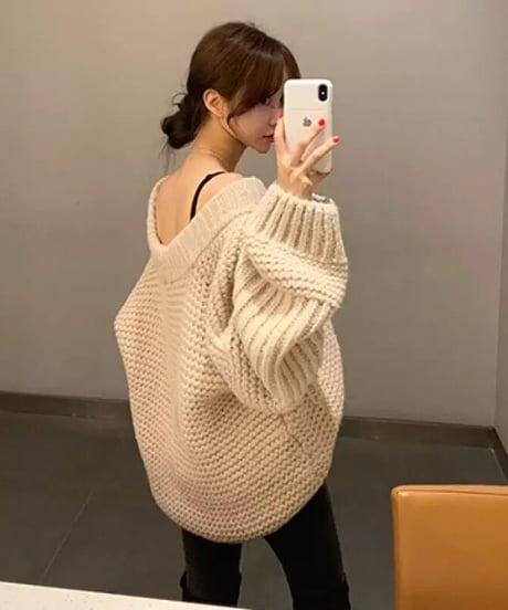 ルーズVネックカーディガン　3色展開