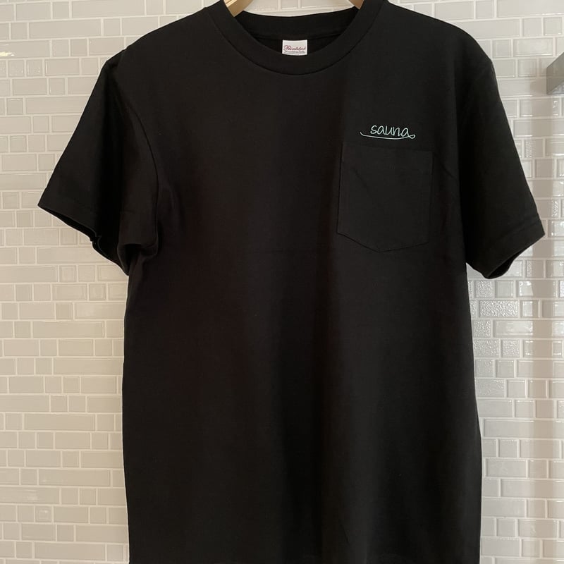 ポケット付き刺繍Tシャツ（黒×ミント） | sauna line