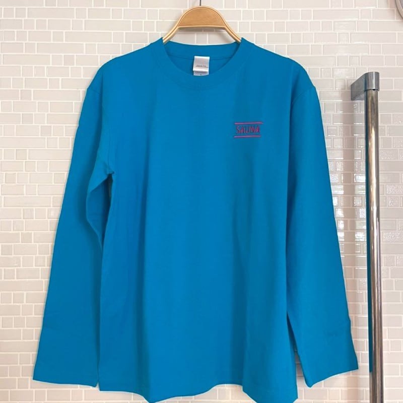 ロゴ刺繍ロンT（水風呂ブルー） | sauna line