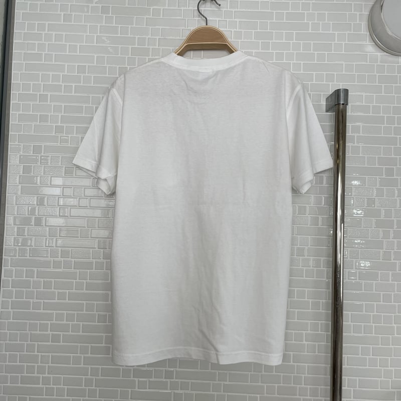 ポケット付き刺繍Tシャツ（白×サーモンピンク） | sauna line
