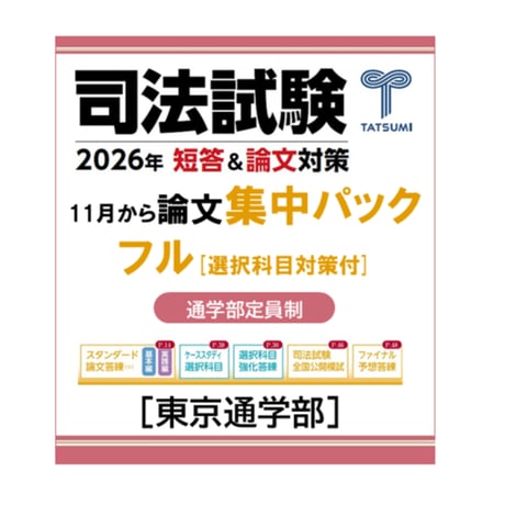 【大量演習！】辰巳　環境法　選択科目集中答練 2020年 辰巳法律研究所 予備試験スタンダード論文答練【夏期