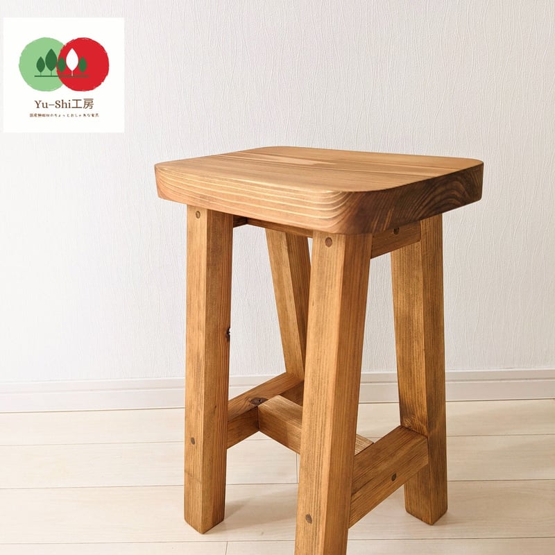 桧スツール角（ハンドメイド） interior おもちゃ スツール 角型 ナチュラル w36d25h60cm 木製 ヒノキ
