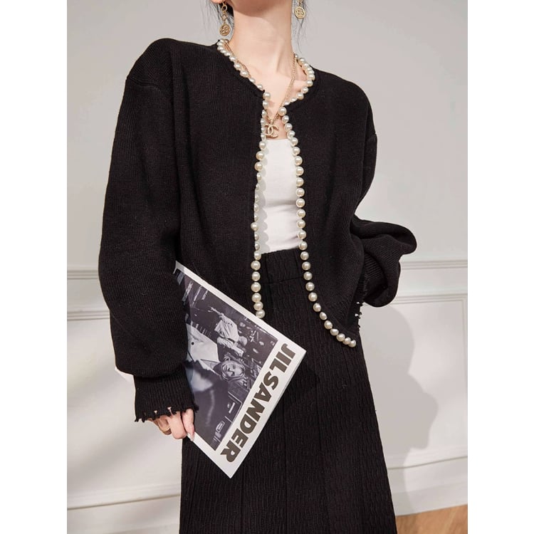 Auberge pearl パール カーディガン ブラック Auberge pearl パール カーディガン ブラック Auberge pearl