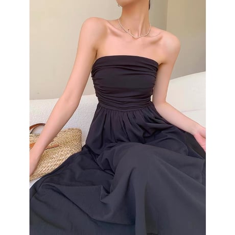 Drape Gathered Bandeau Dress