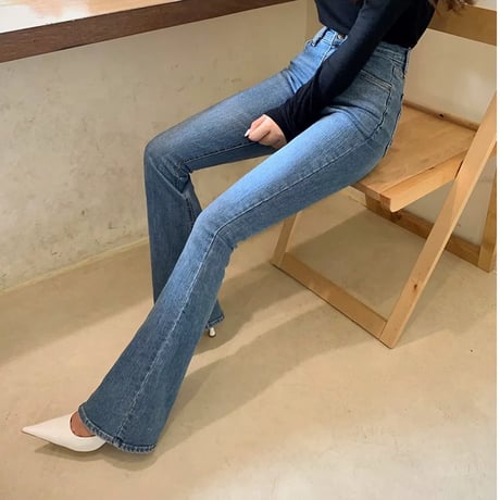 Long Leg Flare Denim Pants