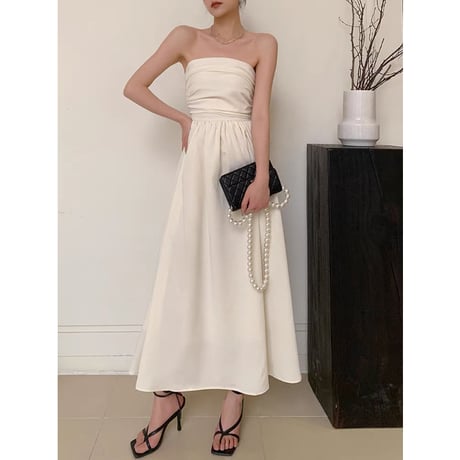 Drape Gathered Bandeau Dress