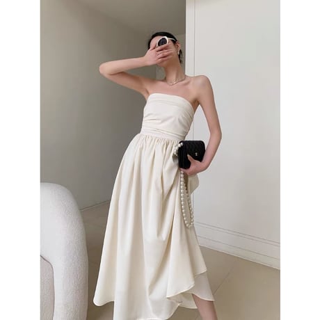 Drape Gathered Bandeau Dress