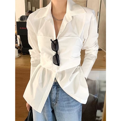 Back Ribbon Waist Shape Shirt