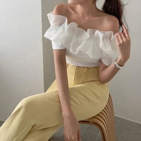 off shoulder frill tops