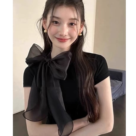 シフォンリボントップス