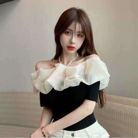 off shoulder frill tops