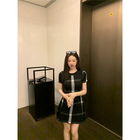 チェックAラインワンピース