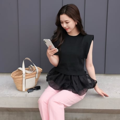 Airy Peplum Layered Knit Set