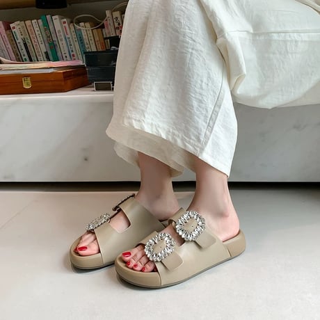 3color Bijou Double Strap Sandal