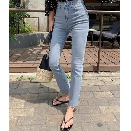 high-waist straight denim