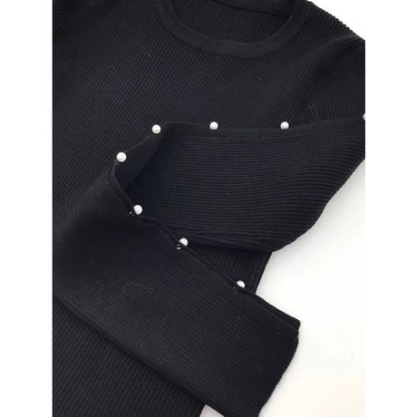 パールデザインリブトップス