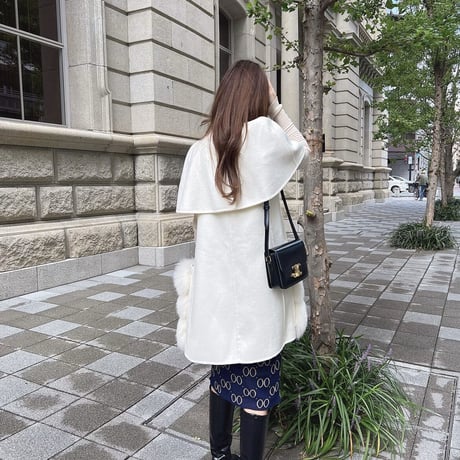 再販！Foxファーwoolケープ