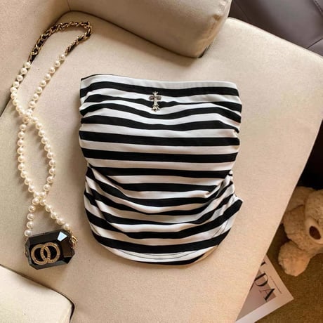Cross Charm Drape Tube Top