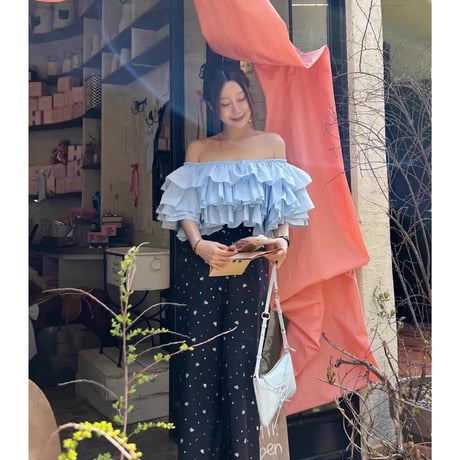 Airy Layered Frill Off-Shoulder Blouse