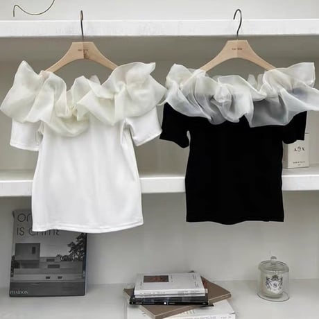 off shoulder frill tops