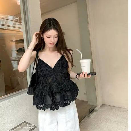 Lace Tiered Peplum Cami Blouse