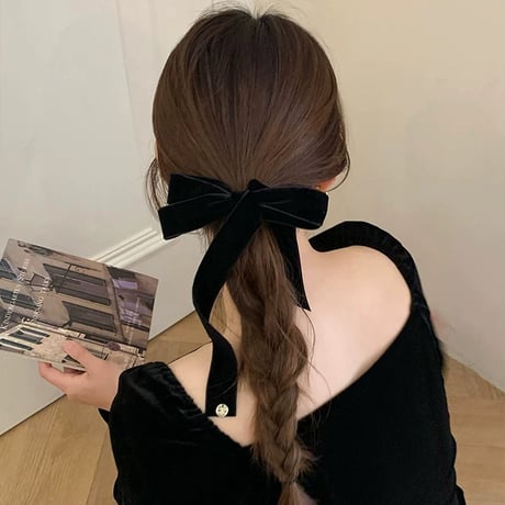アシメベロアヘアリボン