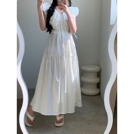 Airy Frill V-Neck Tiered Dress