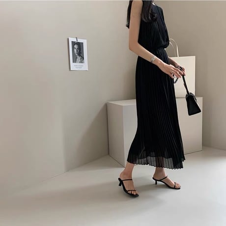 Pleated Chiffon Maxi Dress