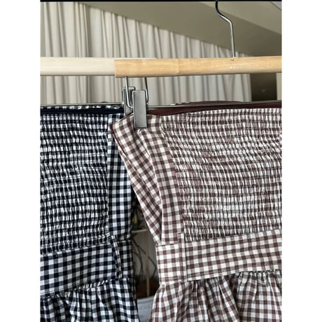 Gingham Draped Bustier Top