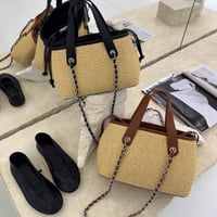 Chain Raffia Mini Tote Bag
