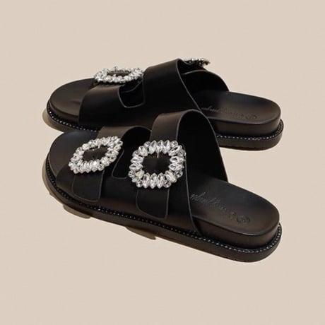 Bijou Buckle Flat Sandals