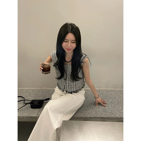 Tweed Fringe Cropped Top