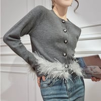 裾フェザーカーディガン