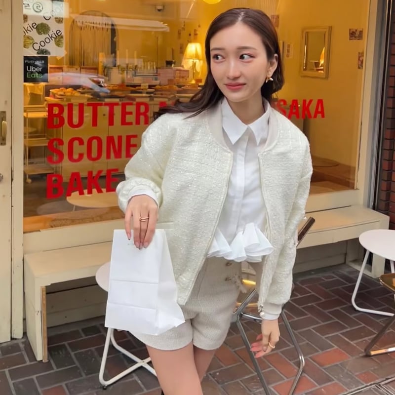 2PLAN フレンチツイードクロップジャケット アイボリー 2PLAN フレンチツイードクロップジャケット アイボリー