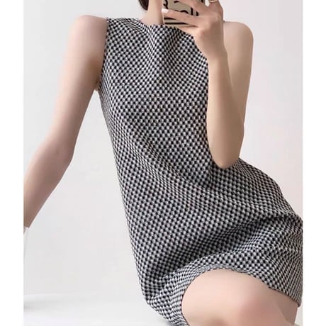 Monochrome Check Mini Dress
