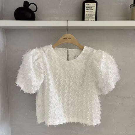 Feather Fringe Puff Top
