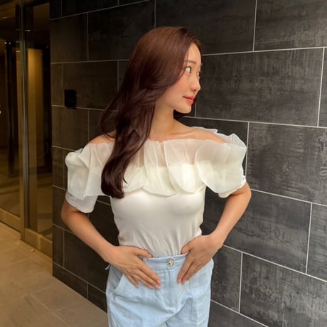 off shoulder frill tops