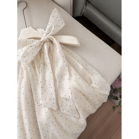 Dot Ribbon Airy Blouse