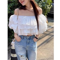 Airy Layered Frill Off-Shoulder Blouse